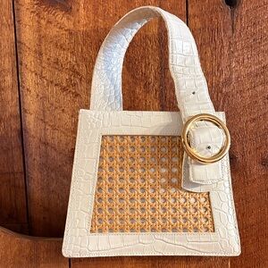 Parisa Wang Elegant Cream and Tan Handbag with Gold Accent